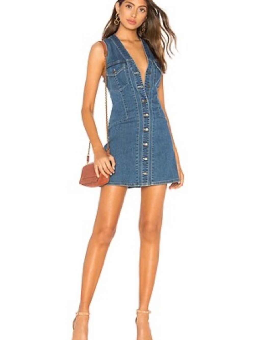 Free People Wandering Star Denim Button-Front Mini Dress - Picture 4 of 8